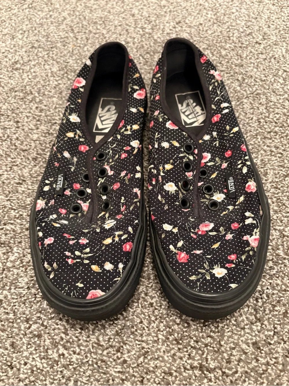 Vans Black Floral Low-Top Sneakers